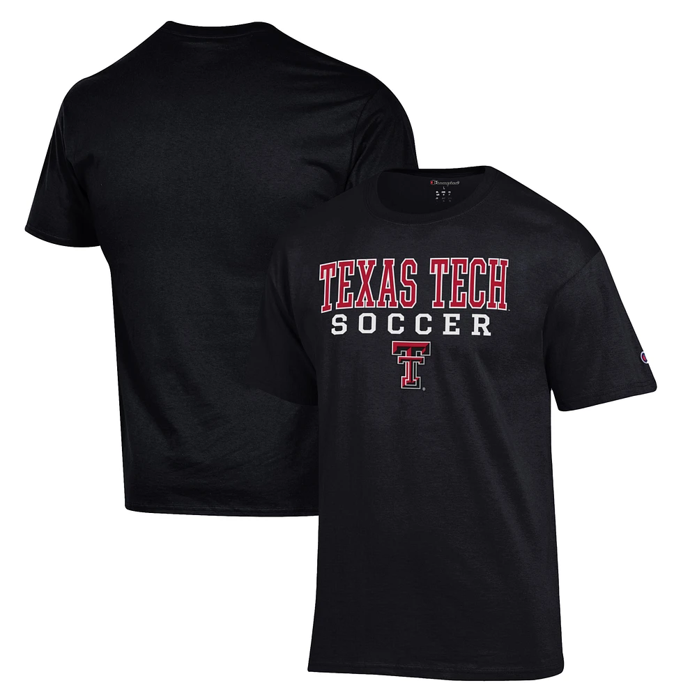 Men's Champion Black Texas Tech Red Raiders Soccer Stack Logo T-Shirt