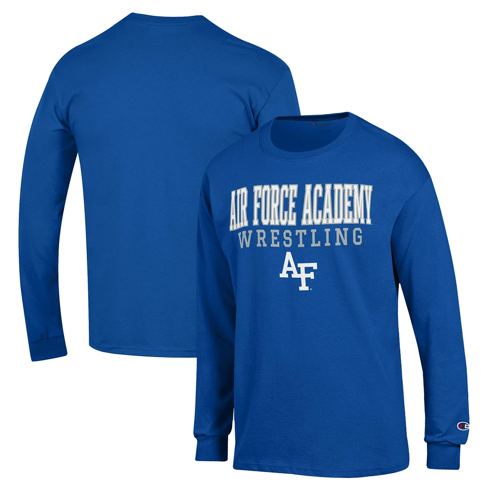 Men's Champion Royal Air Force Falcons Wrestling Stack Logo Long Sleeve T-Shirt