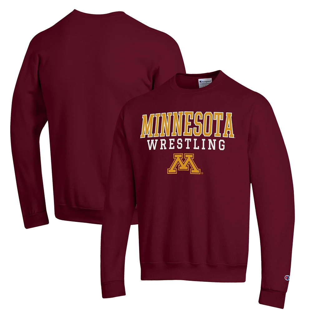 Men's Champion Maroon Minnesota Golden Gophers Wrestling Stack Powerblend Pullover Sweatshirt