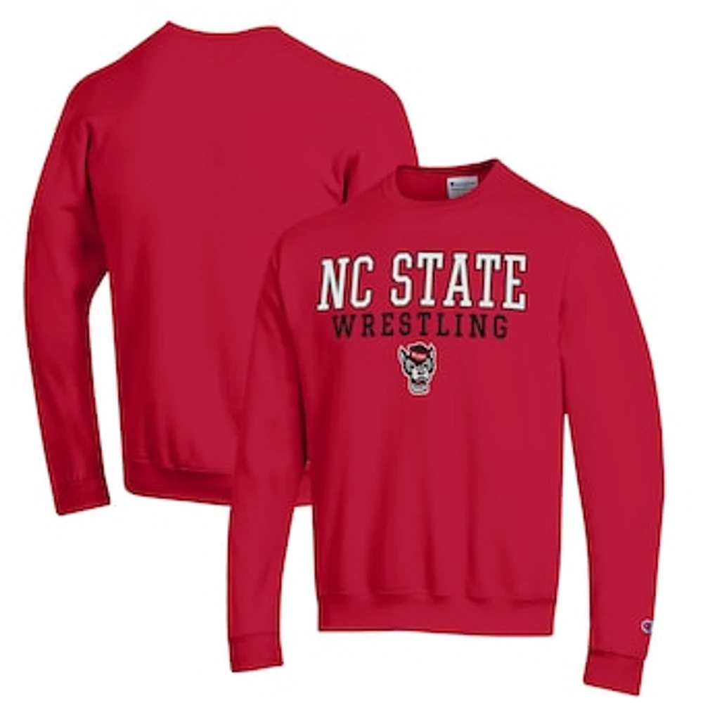 Men's Champion NC State Wolfpack Wrestling Stack Powerblend Pullover Sweatshirt