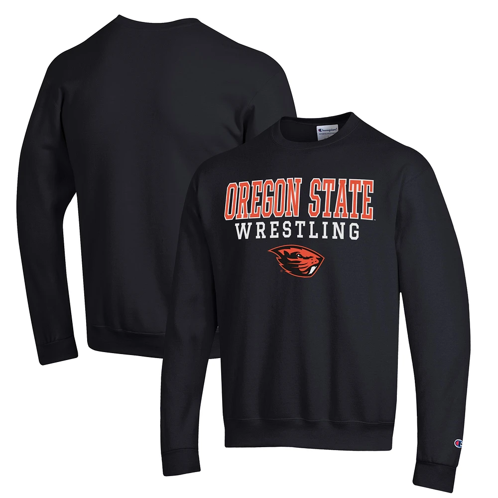 Men's Champion Oregon State Beavers Wrestling Stack Powerblend Pullover Sweatshirt