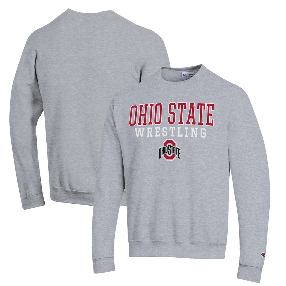 Men's Champion Ohio State Buckeyes Wrestling Stack Powerblend Pullover Sweatshirt