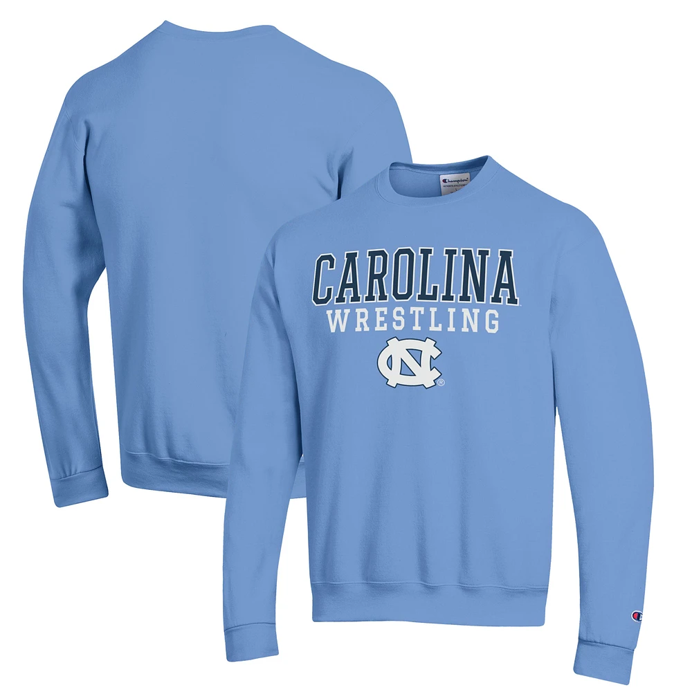 Men's Champion Carolina Blue North Tar Heels Wrestling Stack Powerblend Pullover Sweatshirt