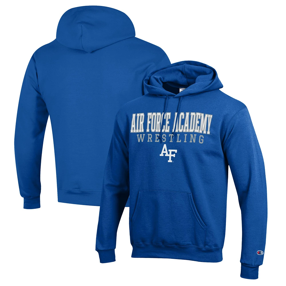 Men's Champion Royal Air Force Falcons Wrestling Stack Logo Powerblend Pullover Hoodie
