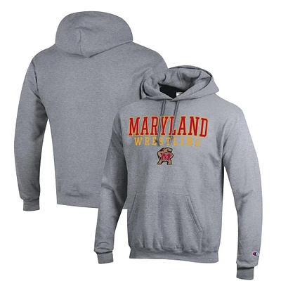 Men's Champion Maryland Terrapins Wrestling Stack Logo Powerblend Pullover Hoodie