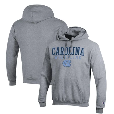 Men's Champion North Carolina Tar Heels Wrestling Stack Logo Powerblend Pullover Hoodie
