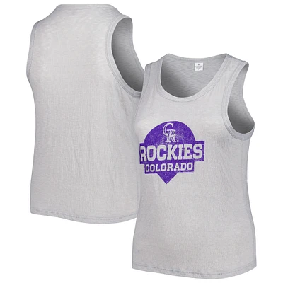 Women's Soft as a Grape Gray Colorado Rockies Plus High Neck Tri-Blend Tank Top