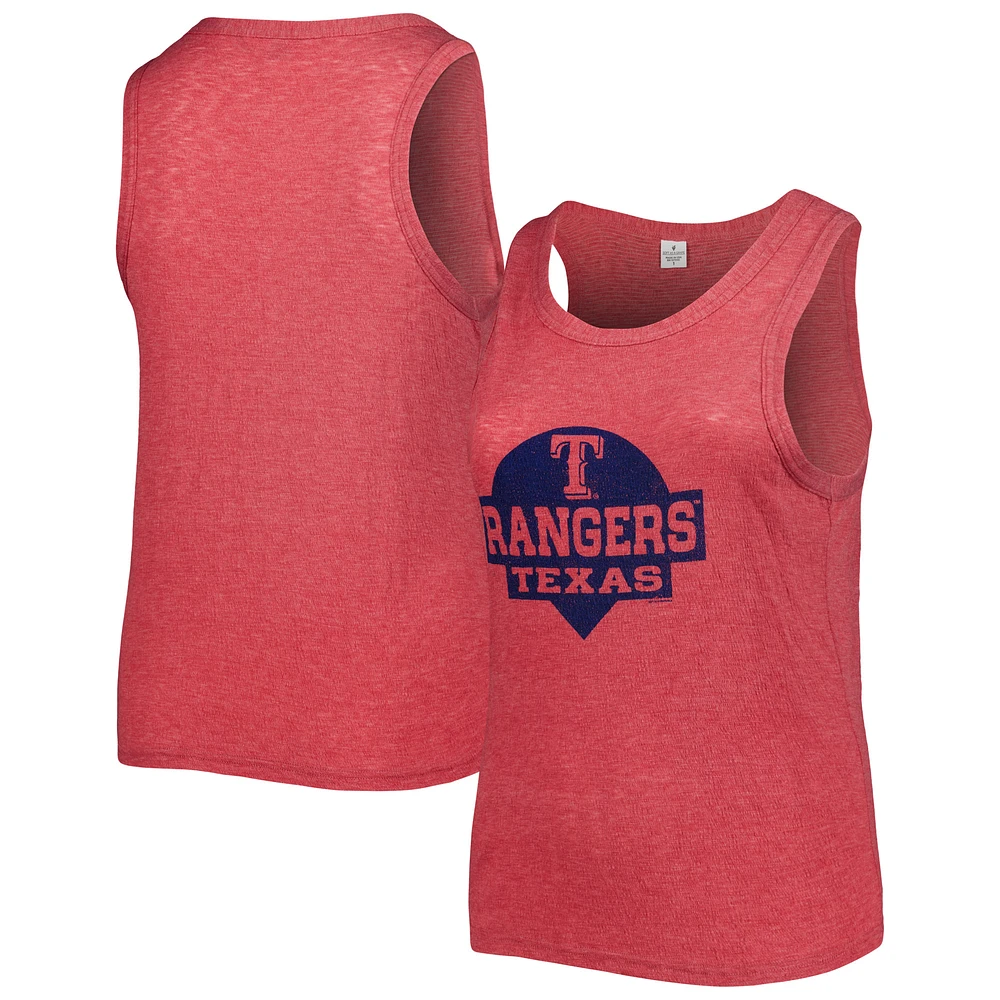 Women's Soft as a Grape Red Texas Rangers Plus High Neck Tri-Blend Tank Top