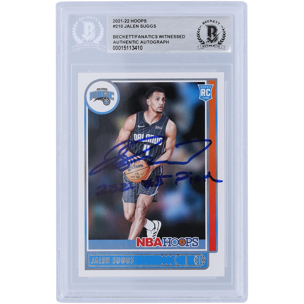 Jalen Suggs Orlando Magic Autographed 2021-22 Panini NBA Hoops #210 Beckett Fanatics Witnessed Authenticated Rookie Card with "2021 #5 Pick" Inscription
