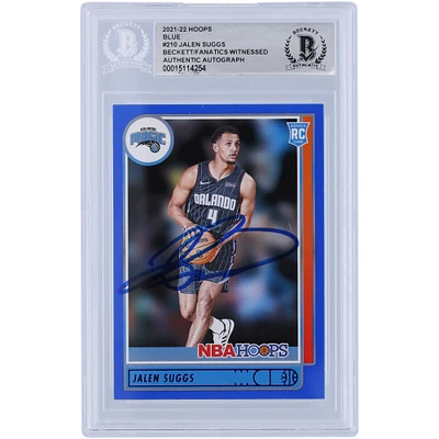 Jalen Suggs Orlando Magic Autographed 2021-22 Panini NBA Hoops Blue Variation #210 Beckett Fanatics Witnessed Authenticated Rookie Card
