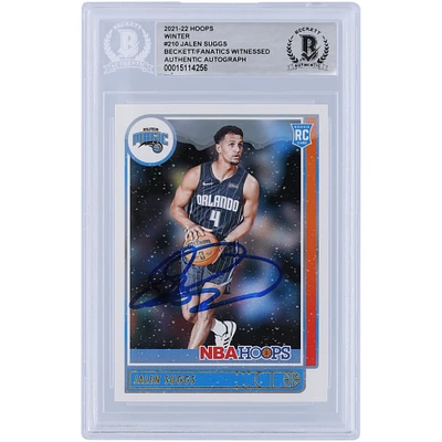 Jalen Suggs Orlando Magic Autographed 2021-22 Panini NBA Hoops Winter Variation #210 Beckett Fanatics Witnessed Authenticated Rookie Card