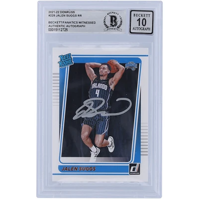 Jalen Suggs Orlando Magic Autographed 2021-22 Panini Donruss Rated Rookie #229 Beckett Fanatics Witnessed Authenticated Rookie Card