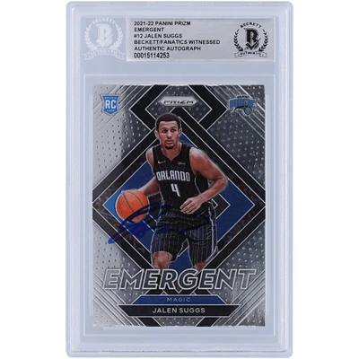 Jalen Suggs Orlando Magic Autographed 2021-22 Panini Prizm Emergent #12 Beckett Fanatics Witnessed Authenticated Rookie Card