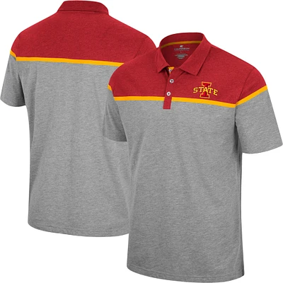Men's Colosseum Heather Gray Iowa State Cyclones Chamberlain Polo