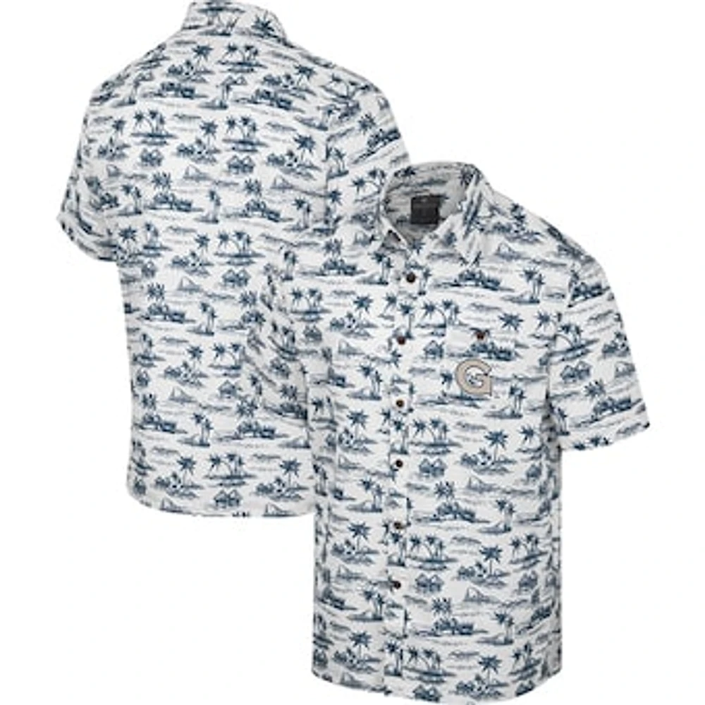Men's Colosseum White Georgetown Hoyas Spontaneous is Romantic Camp Button-Up Shirt