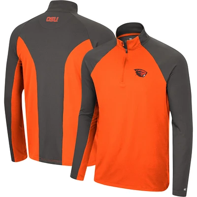 Men's Colosseum Orange/Charcoal Oregon State Beavers Two Yutes Raglan Quarter-Zip Windshirt