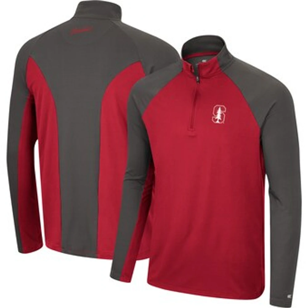 Men's Colosseum Cardinal/Charcoal Stanford Cardinal Two Yutes Raglan Quarter-Zip Windshirt