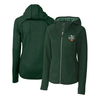 Women's Cutter & Buck Heather Green Arnold Palmer Invitational Mainsail Sweater-Knit Full-Zip Hoodie