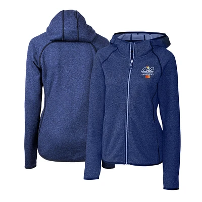 Women's Cutter & Buck Heather Powder Blue Arnold Palmer Invitational Mainsail Sweater-Knit Full-Zip Hoodie