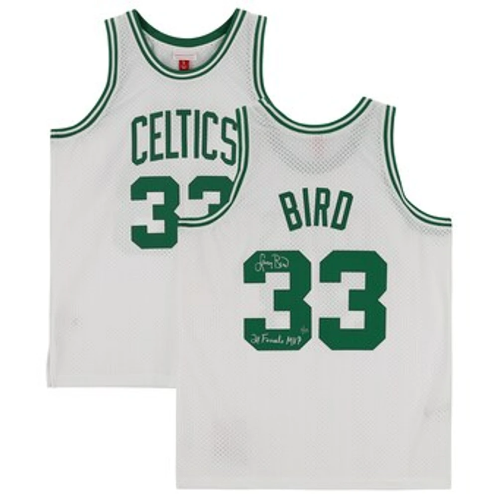 Larry Bird Boston Celtics Autographed Mitchell & Ness White 1985-86 Swingman Jersey with "2x Finals MVP" Inscription - Limited Edition of 33