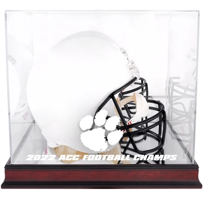 Clemson Tigers 2022 ACC Football Conference Champions Mahogany Helmet Logo Display Case