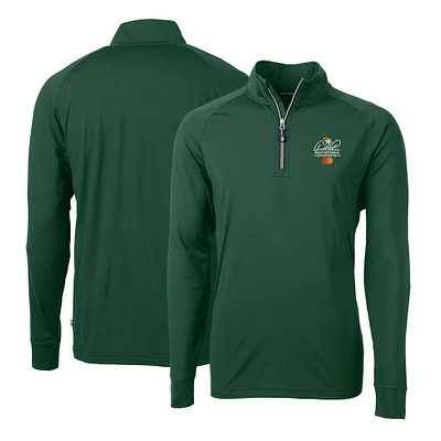Men's Cutter & Buck Hunter Green Arnold Palmer Invitational Adapt Eco Knit Stretch Recycled Quarter-Zip Throwback Pullover Top