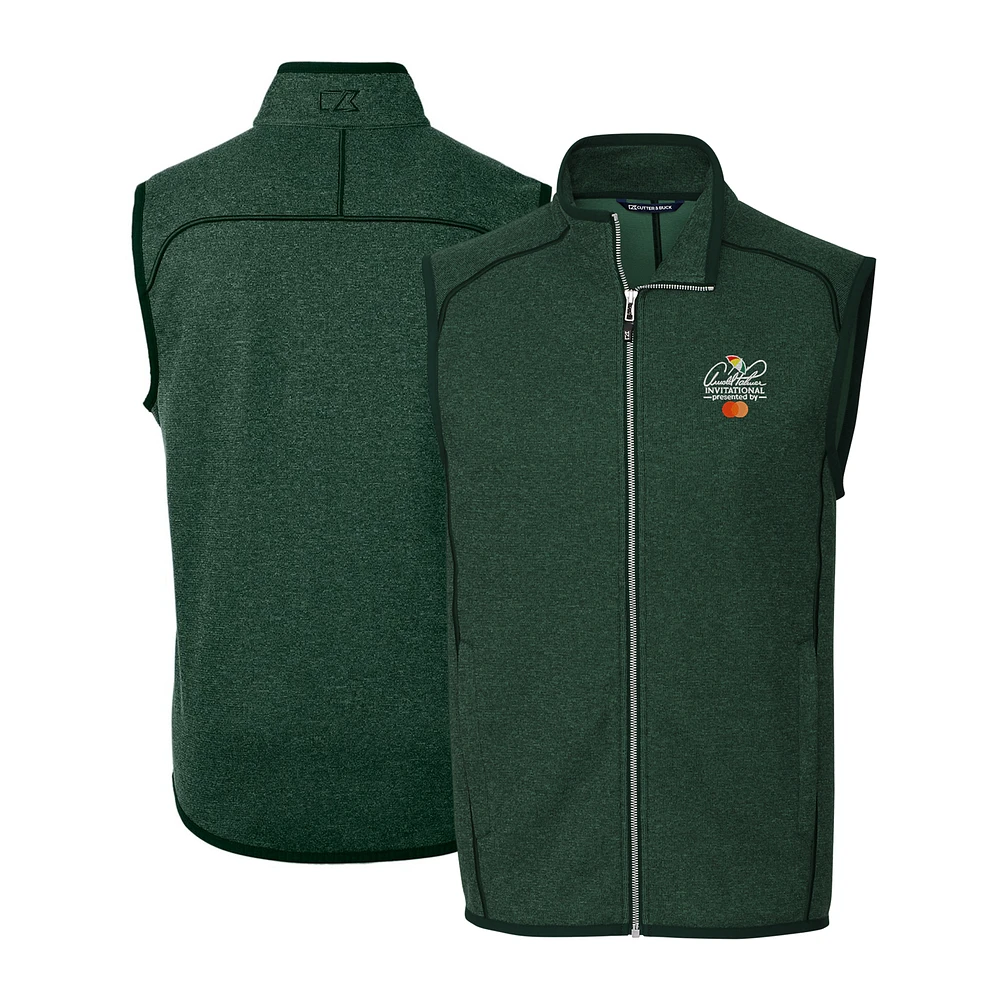 Men's Cutter & Buck Hunter Green Arnold Palmer Invitational Mainsail Sweater Knit Fleece Full-Zip Vest