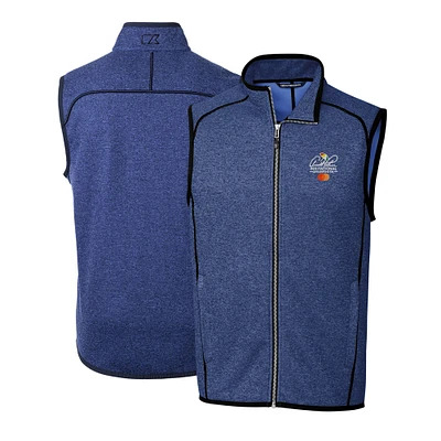 Men's Cutter & Buck Heather Royal Arnold Palmer Invitational Mainsail Sweater Knit Fleece Full-Zip Vest