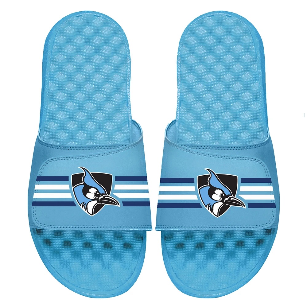 Youth ISlide Light Blue Johns Hopkins Blue Jays Varsity Stripes Sandals