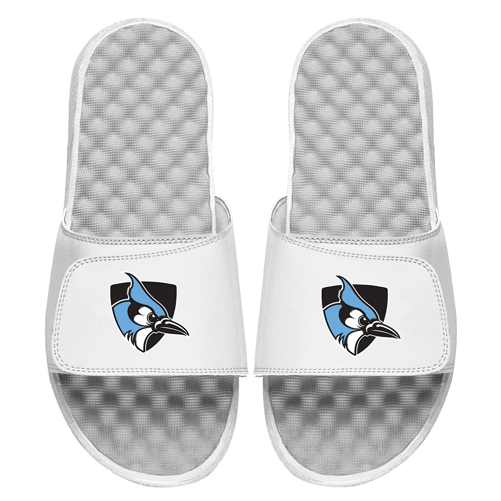 Youth Islide White Johns Hopkins Blue Jays Primary Team Logo Sandals