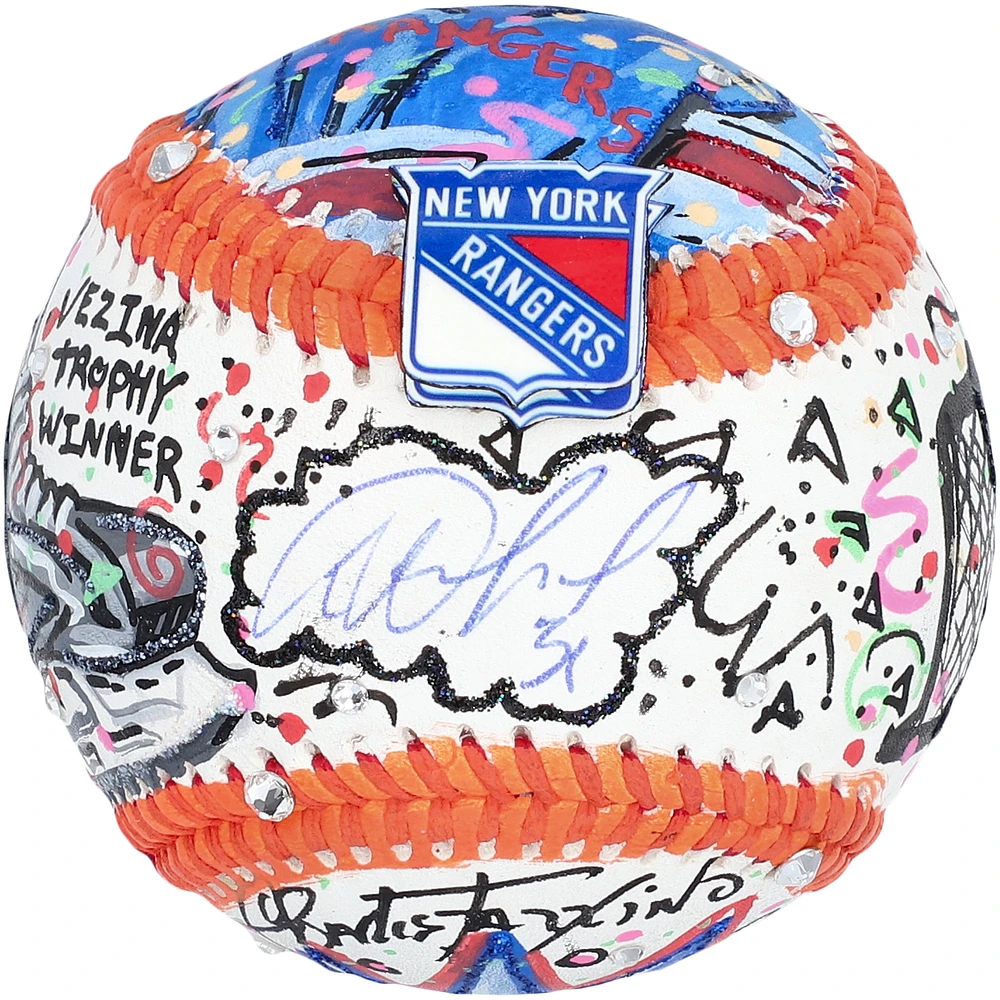 Igor Shesterkin New York Rangers Autographed Baseball - Hand-Painted by Artist Charles Fazzino