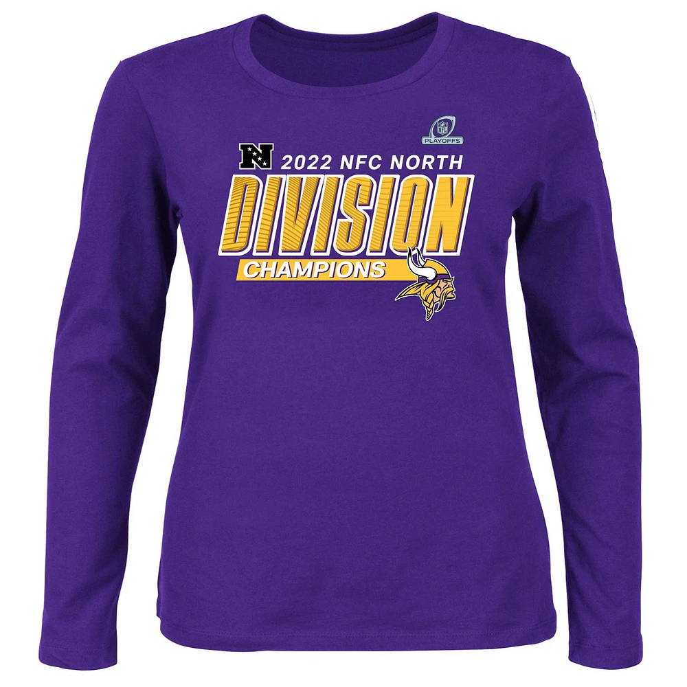 Women's Fanatics Purple Minnesota Vikings Plus 2022 NFC North Division Champions Divide & Conquer Long Sleeve T-Shirt
