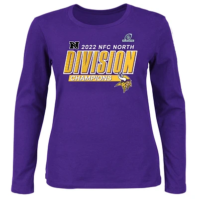 Women's Fanatics Purple Minnesota Vikings Plus 2022 NFC North Division Champions Divide & Conquer Long Sleeve T-Shirt