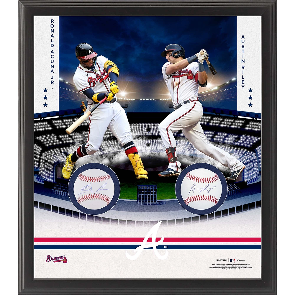 Austin Riley & Ronald Acuña Jr. Atlanta Braves Multi-Signed Framed Two Baseball Shadowbox Collage