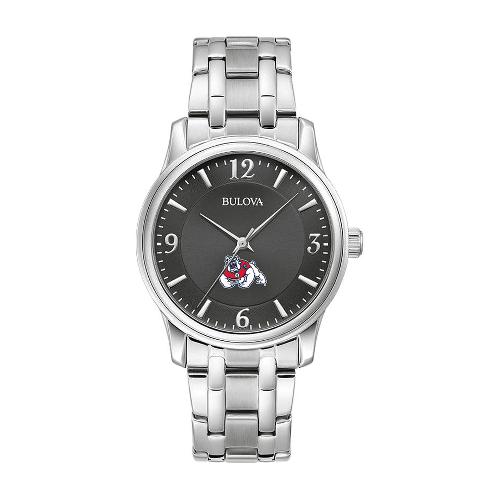 Bulova Black Fresno State Bulldogs Stainless Steel Corporate Collection Watch