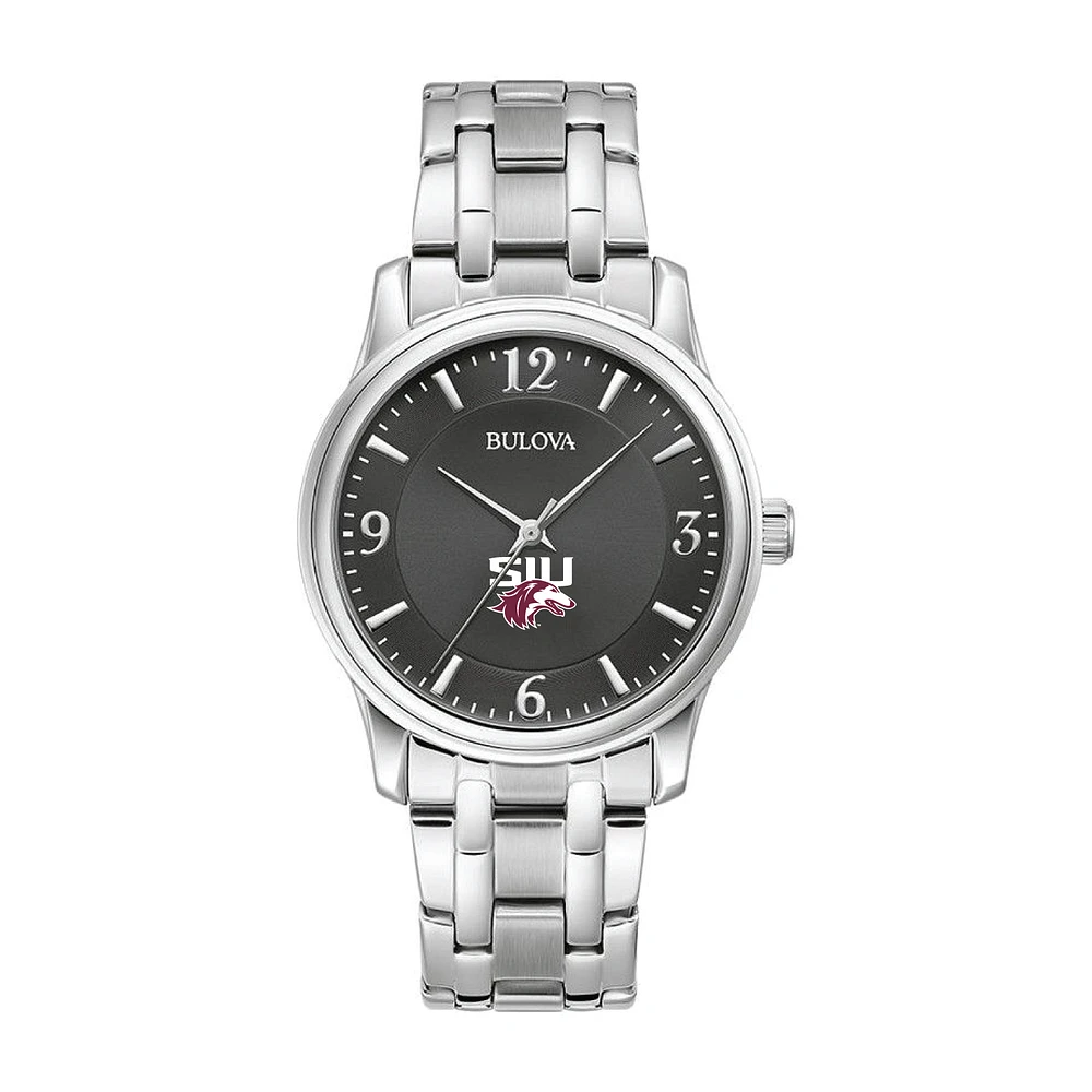 Bulova Black Southern Illinois Salukis Stainless Steel Corporate Collection Watch