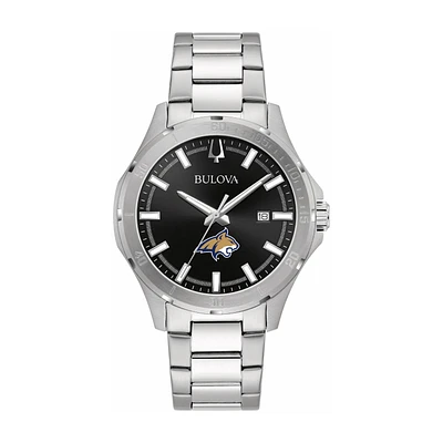 Bulova Black Montana State Bobcats Stainless Steel Sport Classic Watch
