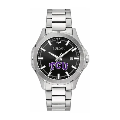 Bulova Black TCU Horned Frogs Stainless Steel Sport Classic Watch