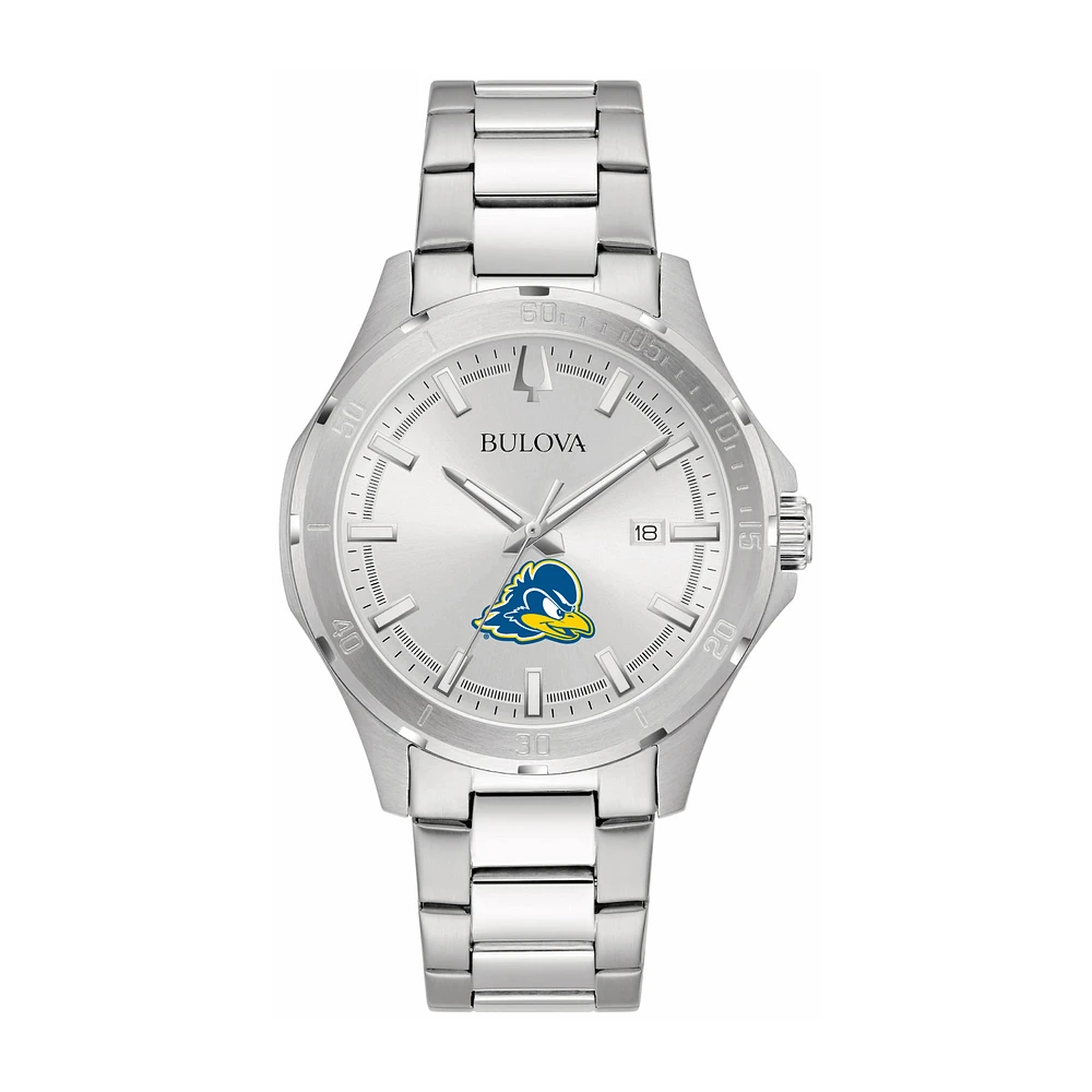 Bulova Silver Delaware Fightin' Blue Hens Stainless Steel Classic Sport Watch