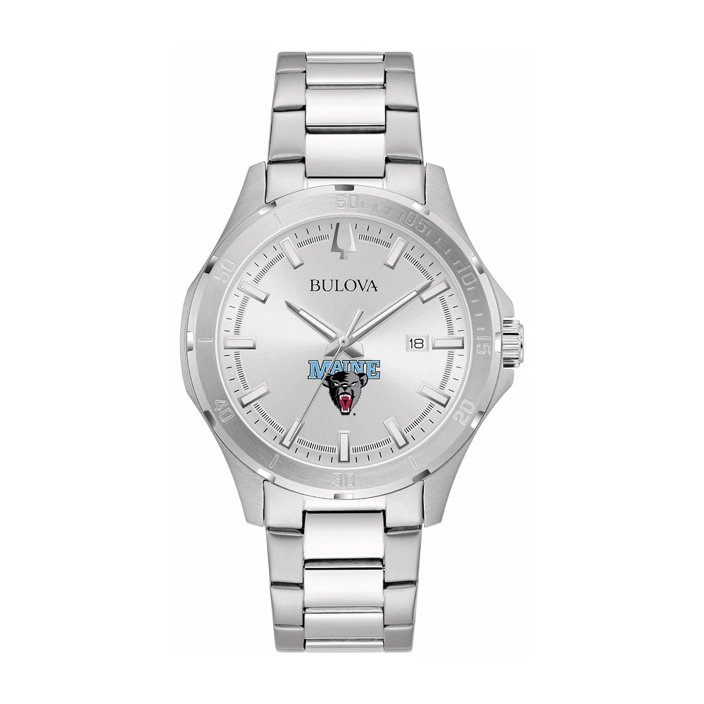 Bulova Silver Maine Black Bears Stainless Steel Classic Sport Watch