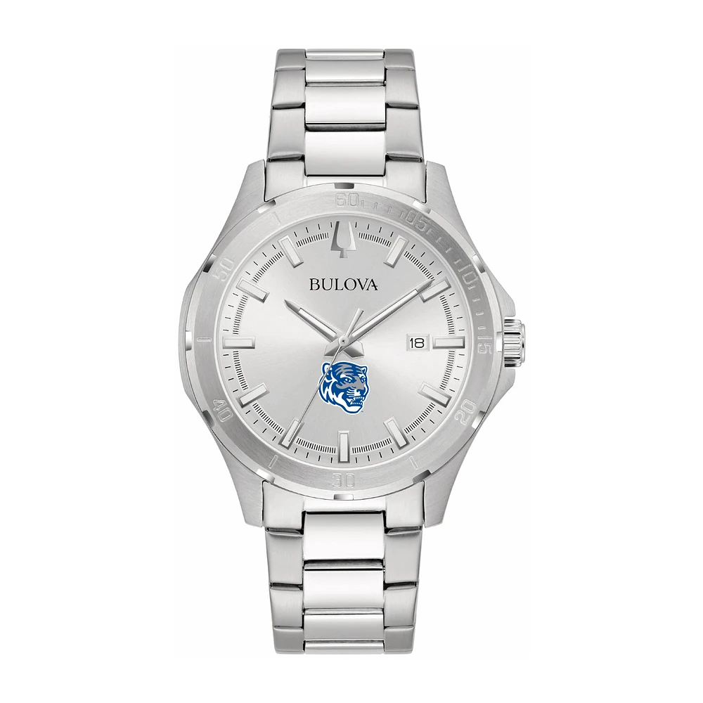 Bulova Silver Memphis Tigers Stainless Steel Classic Sport Watch