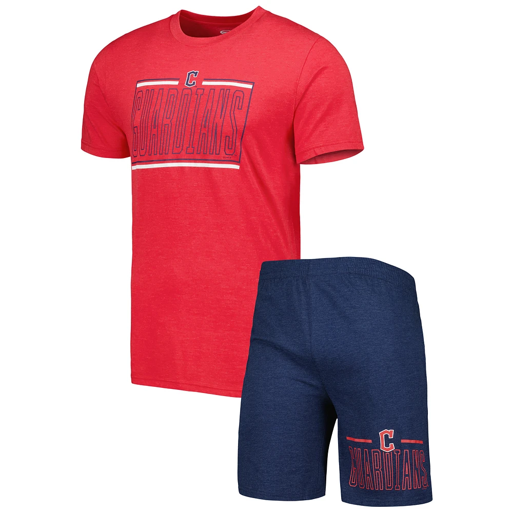 Men's Concepts Sport Navy/Red Cleveland Guardians Meter Top and Shorts Sleep Set