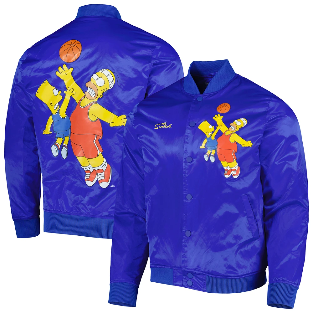 Men's Freeze Max Royal The Simpsons Ballers Satin Button-Up Jacket