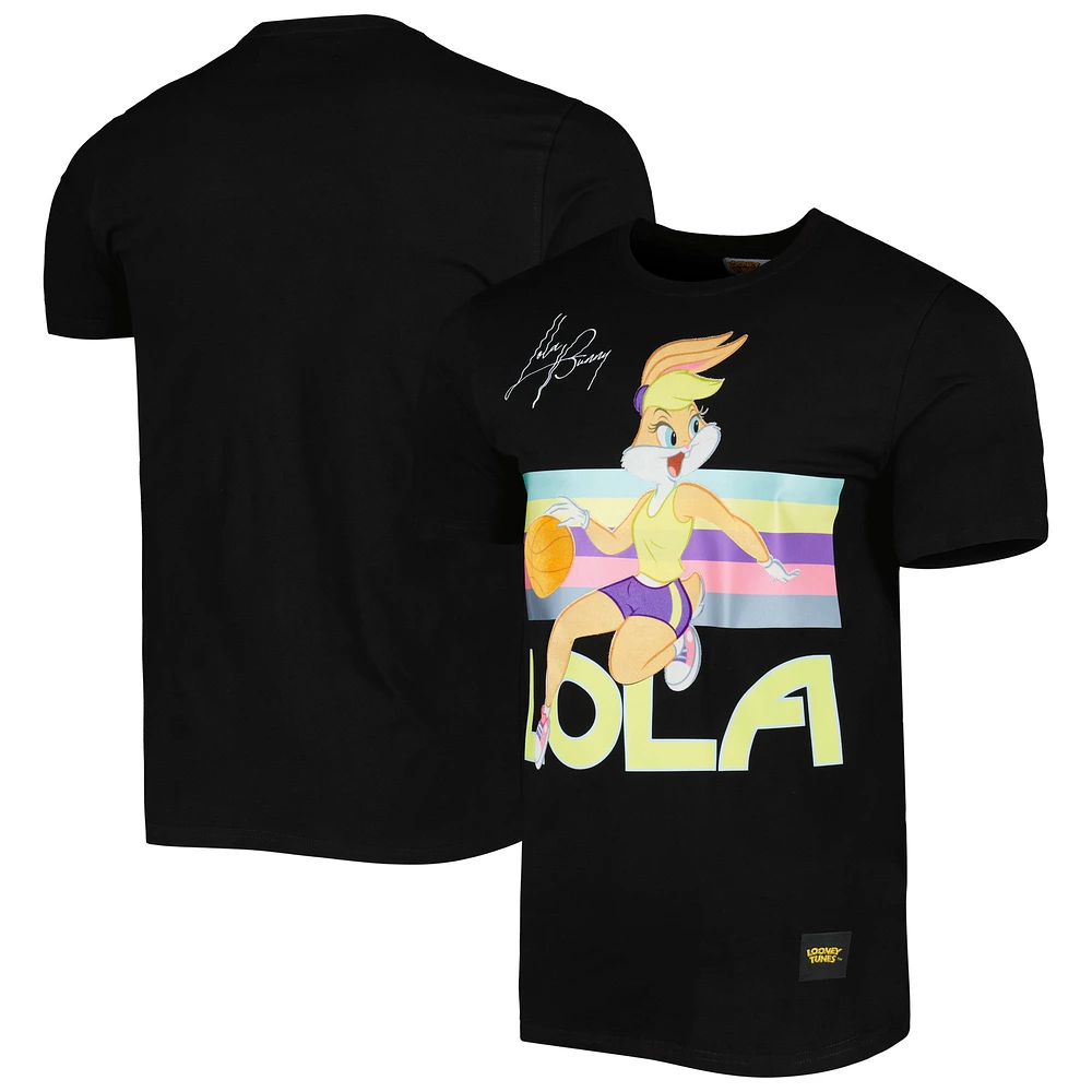 Unisex Freeze Max Black Looney Tunes Lola Bunny Basketball Pastel Striped T-Shirt