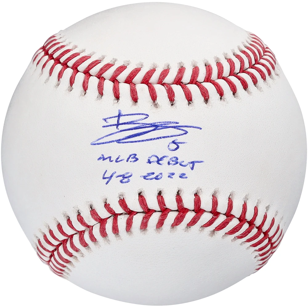 Bryson Stott Philadelphia Phillies Autographed Baseball with "MLB Debut 4-8-22" Inscription