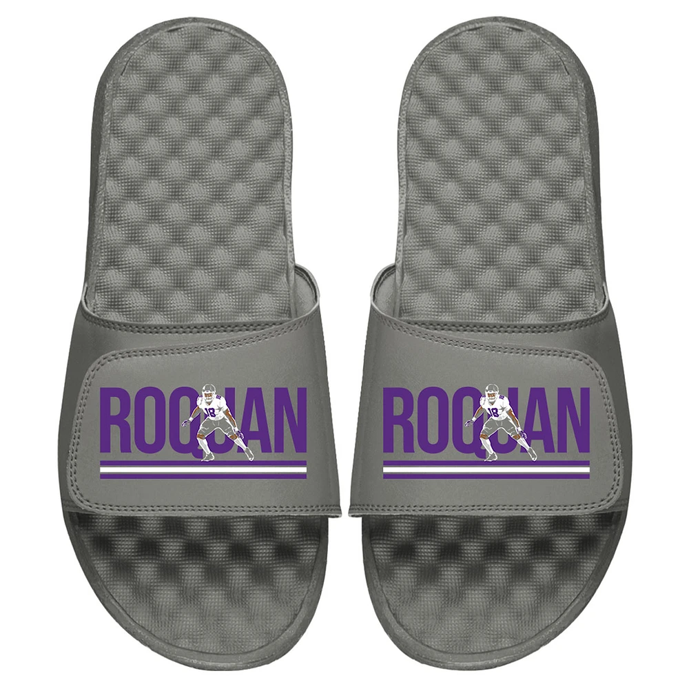 Men's ISlide x BreakingT Roquan Smith Gray NFLPA Wordmark Slide Sandals