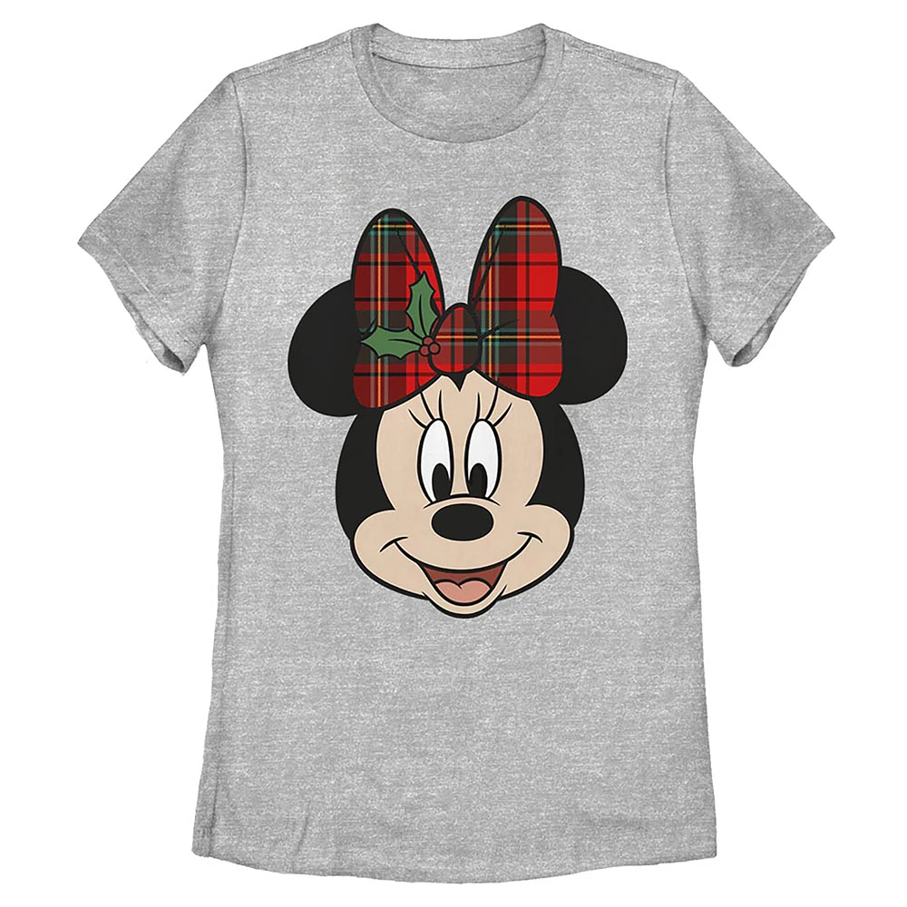 Women's Heather Gray Minnie Mouse Holiday T-Shirt