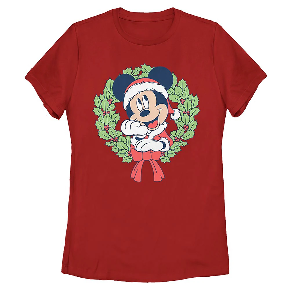 Women's Red Mickey Mouse Wreath T-Shirt