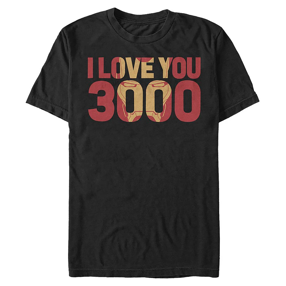 Men's Black Iron Man Love You 3000 T-Shirt