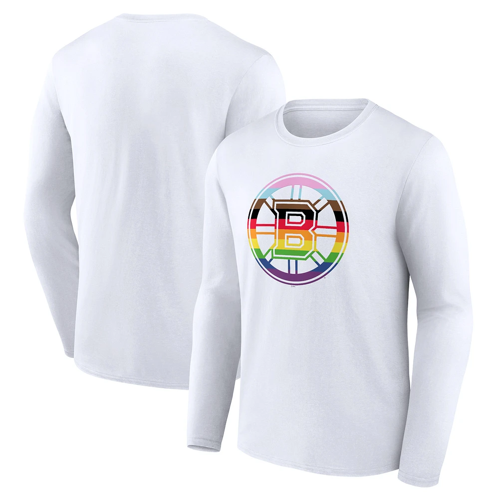Men's White Boston Bruins Team Pride Logo Long Sleeve T-Shirt